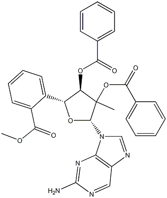 2-AMino-9-[(2,3,5-tri-O-benzoyl-2-C-Methyl-β-D-ribofuranosyl)]-9H-purine 구조식 이미지