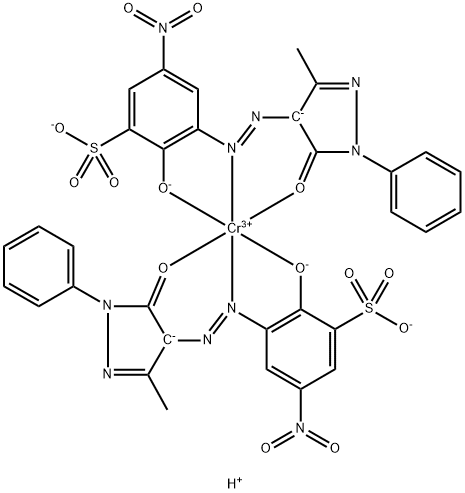 trihydrogen bis[3-[(4,5-dihydro-3-methyl-5-oxo-1-phenyl-1H-pyrazol-4-yl)azo]-2-hydroxy-5-nitrobenzenesulphonato(3-)]chromate(3-) 구조식 이미지