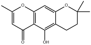 3,4-Dihydro-5-hydroxy-2,2,8-trimethyl-2H,6H-benzo[1,2-b:5,4-b']dipyran-6-one Structure