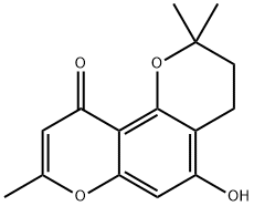 3,4-Dihydro-5-hydroxy-2,2,8-trimethyl-2H,10H-benzo[1,2-b:3,4-b']dipyran-10-one Structure