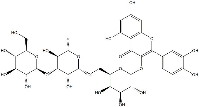 quercetin 3-glucosyl(1-3)rhamnosyl(1-6)galactoside Structure