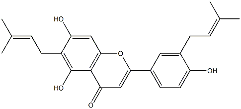 4',5,7-Trihydroxy-3',6-diprenylflavone 구조식 이미지