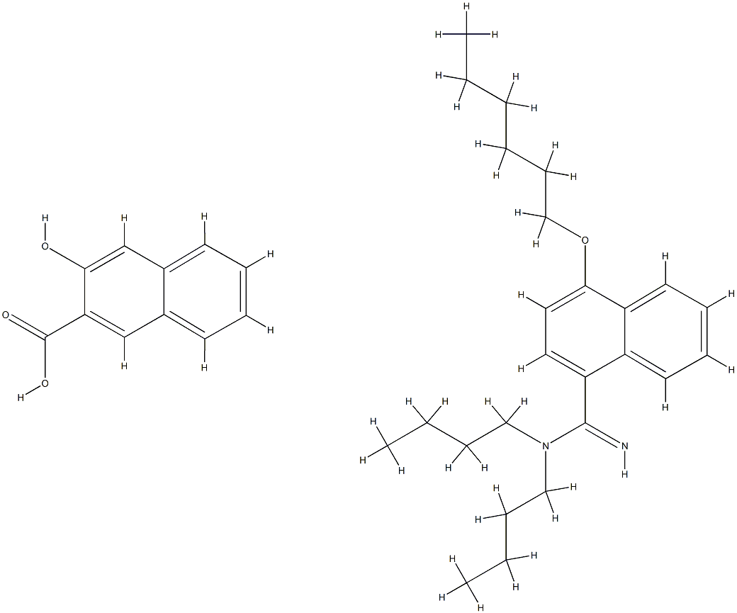 3-hydroxy-2-naphthoic acid, compound with N,N-dibutyl-4-(hexyloxy)-1-naphthamidine (1:1) Structure