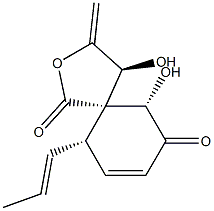 (4S,5R)-4β,10β-Dihydroxy-3-methylene-6β-[(E)-1-propenyl]-2-oxaspiro[4.5]dec-7-ene-1,9-dione 구조식 이미지