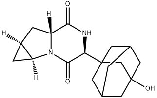1H-Cyclopropa[4,5]pyrrolo[1,2-a]pyrazine-3,6-dione, hexahydro-4-(3-hydroxytricyclo[3.3.1.13,7]dec-1-yl)-, (1aS,4S,6aR,7aS)- 구조식 이미지