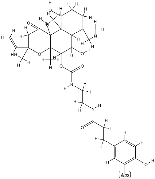 2-(3-(4-hydroxy-3-iodophenyl)propionamido)-N-ethyl-7-(aminocarbonyl)-7-desacetylforskolin 구조식 이미지
