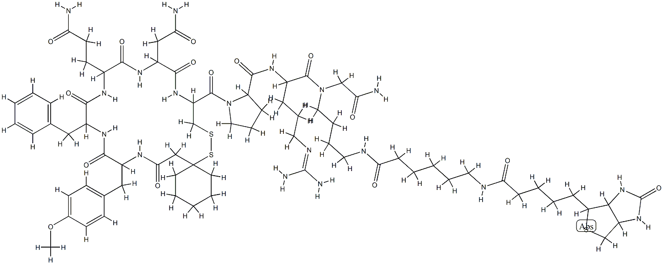 아르기프레신,베타메르캅토베타,베타-시클로펜타메틸렌프로피온산(1)-O-메틸-Tyr(2)-Lys-(N(엡실론)-비오틴아미도카프로에이트)NH2(9)- 구조식 이미지