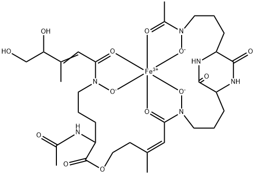 Iron, (5-((3-(5-(3-(acetylhydroxyamino)propyl)-3,6-dioxo-2-piperazinyl )propyl)hydroxyamino)-3-methyl-5-oxo-3-pentenyl N2-acetyl-N5-(4,5-dihy droxy-3-methyl-1-oxo-2-pentenyl)-N5-hydroxy-L-ornithinato(3-))- Structure