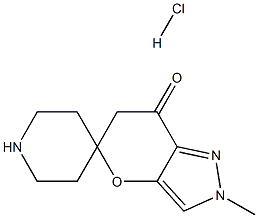 2-methyl-2H-spiro[piperidine-4,5-pyrano[3,2-c]pyrazol]-7(6H)-one hydrochloride 구조식 이미지