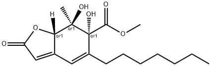 (6R)-2,6,7,7aα-Tetrahydro-6β,7α-dihydroxy-7-methyl-2-oxo-5-heptylbenzofuran-6α-carboxylic acid methyl ester Structure