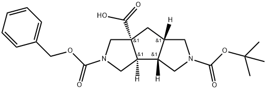 Racemic-(3aS,3bR,6aR,7aS)-5-((benzyloxy)carbonyl)-2-(tert-butoxycarbonyl)decahydro-1H-cyclopenta[1,2-c:3,4-c]dipyrrole-6a-carboxylic acid(WX116022) 구조식 이미지