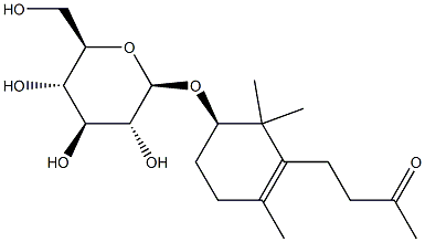 (1R)-2,2,4-Trimethyl-3-(3-oxobutyl)-3-cyclohexen-1β-yl β-D-glucopyranoside 구조식 이미지