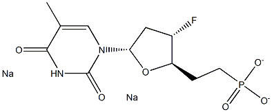 1-(2',3',5',6'-tetradeoxy-3'-fluoro-6'-phosphono-erythro-hexofuranosyl)thymine 구조식 이미지