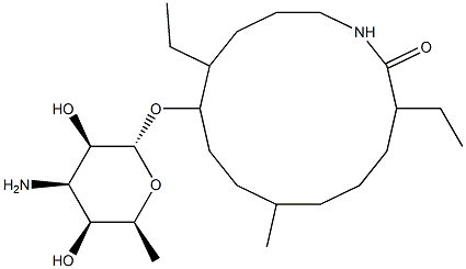 10-[(3-Amino-3,6-dideoxy-α-L-talopyranosyl)oxy]-3,11-diethyl-7-methyl-1-azacyclotetradecan-2-one Structure