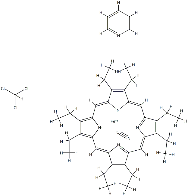 (cyano)(2,3,7,8,12,13,17,18-octaethylporphinato)(pyridine)iron(III) Structure