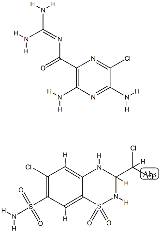 4-chloro-8-(dichloromethyl)-10,10-dioxo-10$l^{6}-thia-7,9-diazabicyclo [4.4.0]deca-1,3,5-triene-3-sulfonamide, 3,5-diamino-6-chloro-N-(diamin omethylidene)pyrazine-2-carboxamide 구조식 이미지