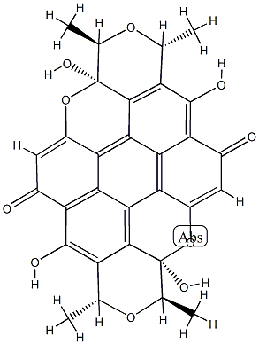 (1R)-1,3,3a,8,10,10a-Hexahydro-3aβ,7,10aβ,13-tetrahydroxy-1β,3α,8β,10α-tetramethyl-6H,14H-2,4,9,11-tetraoxadibenzo[bc,kl]coronene-6,14-dione 구조식 이미지