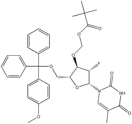 3-N-Boc-5''-O-dimethoxytrityl-3''-fluoro-thymidine Structure