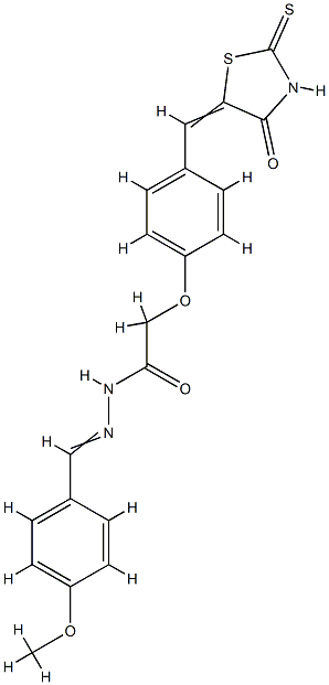 N-[(4-methoxyphenyl)methylideneamino]-2-[4-[(E)-(4-oxo-2-sulfanylidene -thiazolidin-5-ylidene)methyl]phenoxy]acetamide Structure