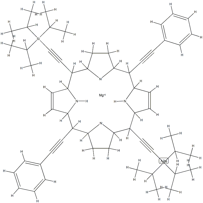 [5,15-Bis(phenylethynyl)-10,20-bis[(triisopropylsilyl)ethynyl]porphyrinato]magnesium(II) Structure