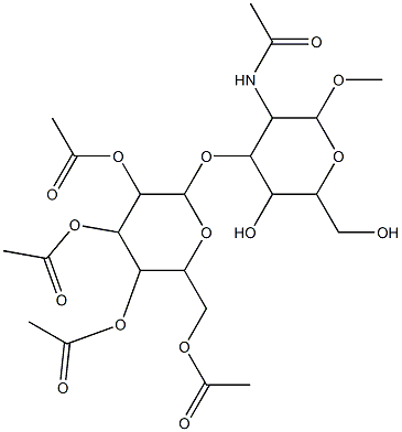 Methyl 2-Acetamido-2-deoxy-O-[-D-(2,3,4,6-tetraacetyl) galactopyranosyl]-α-D-galactopyranoside 구조식 이미지