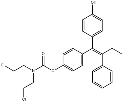 1-(4-(N,N-bis-2-chloroethylcarbamoyloxy)phenyl)-1-(4-hydroxyphenyl)-2-phenylbut-1-ene Structure