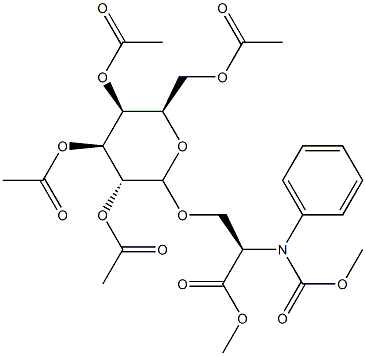 N-[[(Benzyl)oxy]carbonyl]-3-[(2-O,3-O,4-O,6-O-tetraacetyl-β-D-galactopyranosyl)oxy]-L-alanine methyl ester Structure