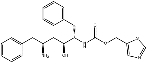 (2S,3S,5S)-5-Amino-2-(N-((5-thiazolyl)-methoxycarbonyl)amino)-1,6-diphenyl-3-hydroxyhexane 구조식 이미지