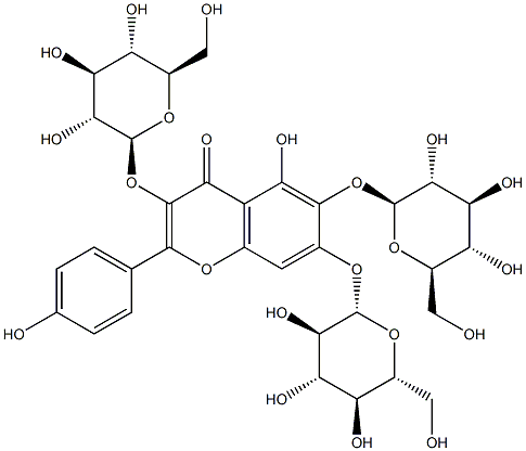 6-Hydroxykaempferol-3,6,7-triglucoside 구조식 이미지