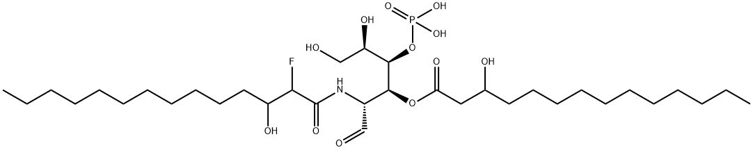 2-deoxy-2-(2-fluoro-3-hydroxytetradecanamido)-3-O-(3-hydroxytetradecanoyl)-4-O-phosphonoglucopyranose Structure