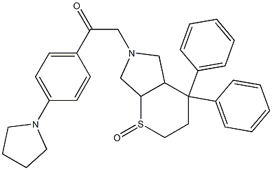 2-(2-oxo-5,5-diphenyl-2$l^{4}-thia-8-azabicyclo[4.3.0]non-8-yl)-1-(4-p yrrolidin-1-ylphenyl)ethanone 구조식 이미지