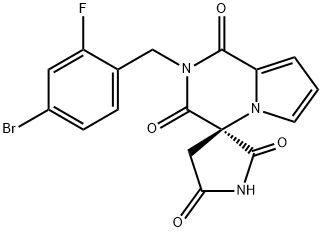 (3R)-2'-(4-Bromo-2-fluorobenzyl)spiro[pyrrolidine-3,4'-1'H-pyrrolo[1,2-a]pyrazine]-1',2,3',5(2'H)-tetraone 구조식 이미지