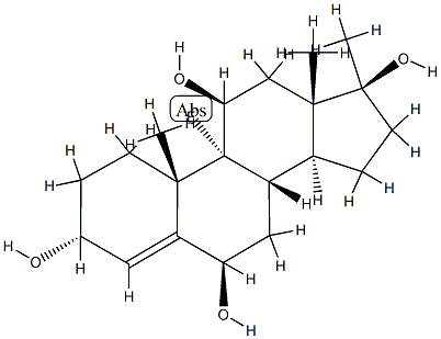 9α-Fluoro-17α-methyl-4-androsten-3α, 6β,11β,17β-tetra-ol 구조식 이미지