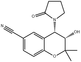 (3S,4S)-2,2-Dimethyl-3β-hydroxy-4β-(2-oxopyrrolizino)-3,4-dihydro-6-cyano-2H-1-benzopyran 구조식 이미지