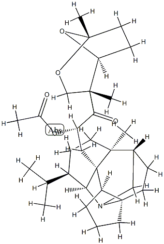 (22S)-22-Acetoxy-23-[(1R,4R,5S)-1,4-dimethyl-2,8-dioxabicyclo[3.2.1]octan-4-yl]daphnan-23-one 구조식 이미지