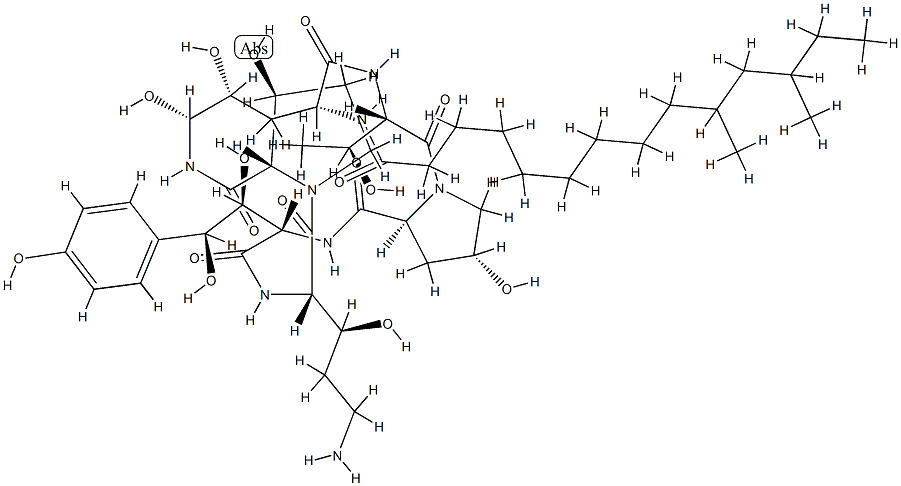 Pneumocandin B0,5-[(3R)-3-hydroxy-L-ornithine]- Structure