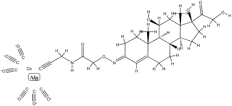 11beta,17alpha,21-trihydroxypregn-4-ene-20-one-3-(O-(N-propargyl)carbamoylmethyl)oxime hexacarbonyldicobalt 구조식 이미지