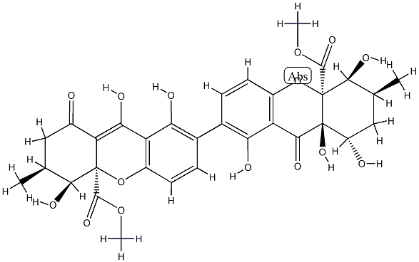(1S,3'S,4'S,4'aR)-1,2,2',3,3',4,4',9,9',9a-Decahydro-1β,1',4α,4',8,8',9aα-heptahydroxy-3α,3'-dimethyl-9,9'-dioxo-7,7'-bi(4aH-xanthene)-4aβ,4'a-dicarboxylic acid dimethyl ester 구조식 이미지