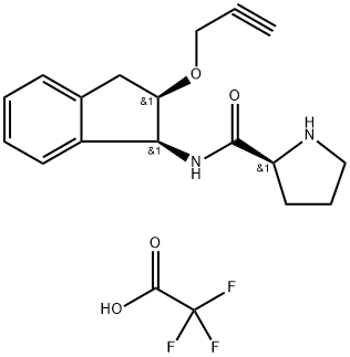 2-Pyrrolidinecarboxamide, N-[(1S,2R)-2,3-dihydro-2-(2-propyn-1-yloxy)-1H-inden-1-yl]-, (2S)-, 2,2,2-trifluoroacetate 구조식 이미지