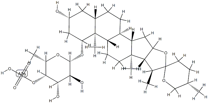 1-O-(fucopyranosyl-(4'-sulfate))-5-spirostane-1,3-diol Structure