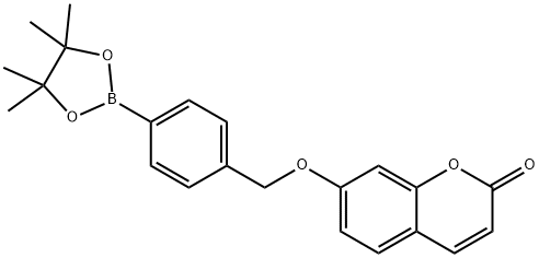 7-{[(4,4,5,5-Tetramethyl-1,3,2-dioxaborolan-2-yl)benzyl]oxy}-2H-1-benzopyran-2-one CBBE 구조식 이미지