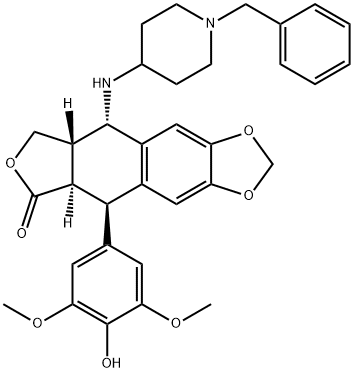 4'-O-demethyl-4-((4''-(1''-benzylpiperidinyl))amino)-4-desoxypodophyllotoxin Structure