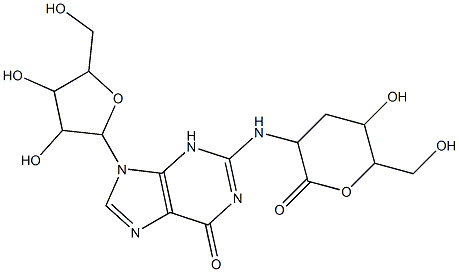 D-ribo-Hexonic  acid,  2,3-dideoxy-2-[(6,9-dihydro-6-oxo-9--bta--D-ribofuranosyl-1H-purin-2-yl)amino]-,  -delta--lactone  (9CI) Structure