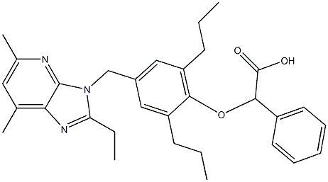 alpha-((1-((2-ethyl-5,7-dimethylimidazo(4,5-b)pyridin-3-yl)methyl)-3,5-dipropylphenyl-4-yl)oxy)phenylacetic acid 구조식 이미지