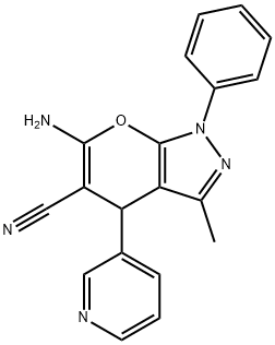 6-amino-3-methyl-1-phenyl-4-(3-pyridinyl)-1,4-dihydropyrano[2,3-c]pyrazole-5-carbonitrile 구조식 이미지