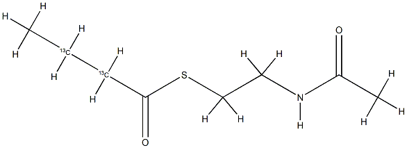 Butanethioic-2,3-13C2  acid,  S-[2-(acetylamino)ethyl]  ester  (9CI) Structure