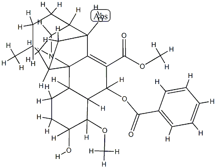 5,6,9-[1]Butanyl[4]ylidene-5H-benz[6,7]indeno[7a,1-b]pyrrole-10-carboxylicacid,11-(benzoyloxy)-1,2,3,4,4a,6,7,7a,8,9,11,11a-dodecahydro-2,9-dihydroxy-1-methoxy-15-methyl-,methyl ester, (1S,2R,4aS,4bS,5R,6S,7aR,9S,11R,11aR,12R,15R)- (9CI) 구조식 이미지