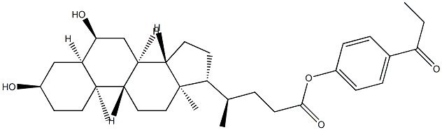 (3α,5β,6α)-3,6-Dihydroxycholan-24-oic Acid 4-(1-Oxopropyl)phenyl Ester Structure