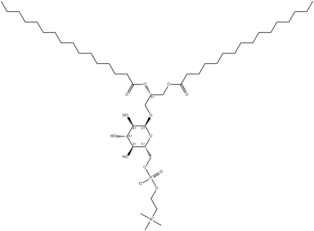 alpha-D-Glucopyranoside, 2,3-bis((1-oxohexadecyl)oxy)propyl, 6-(2-(tri methylammonio)ethyl hydrogenphosphate), inner salt, (S)- Structure