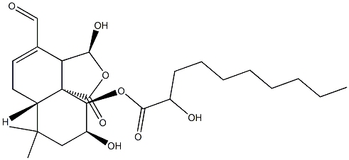 Decanoic acid,2-hydroxy-,4-formyl-3,3a,6,6a,7,8,9,10-octahydro-3,9-dihydroxy-7,7-dimethyl-1-oxo-1H-naphtho[1,8a-c]furan-10-ylester (9CI) 구조식 이미지